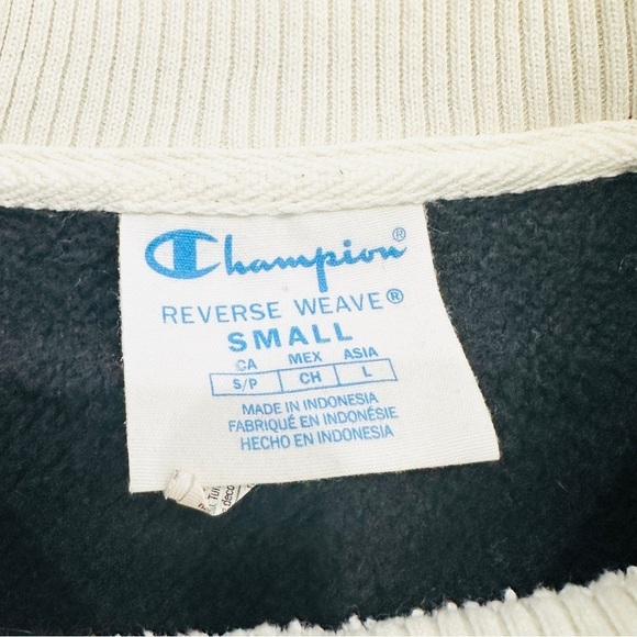 Champion Phys. Ed. Reverse Weave Black & White Collegiate Crewneck Sweatshirt - Picture 3 of 7